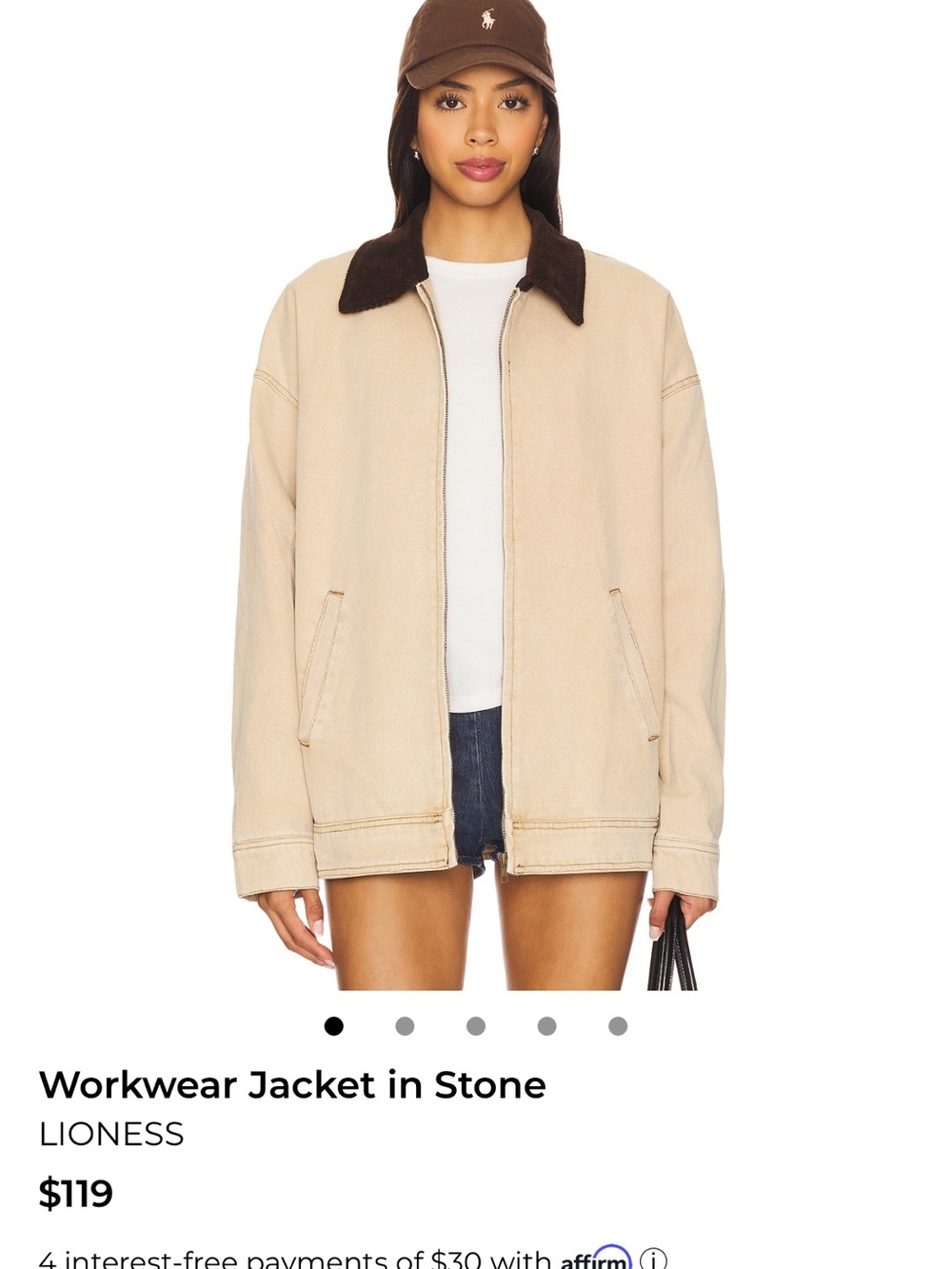 NWT Lioness Tan Canvas Field Jacket with Dark Brown Corduroy Collar - Picture 1 of 4